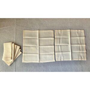 Vintage Quality Linen Napkins Set Of 8 With Pulled Thread Work 16" x 16" Cream